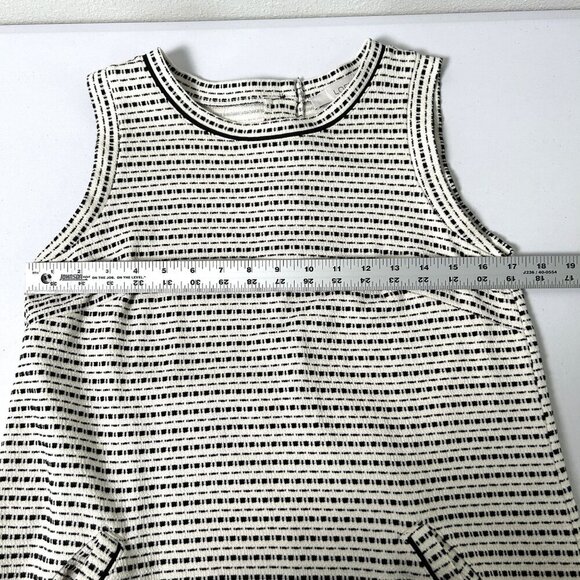 LOFT Shift Dress Size S Ivory Black Sleeveless Tweed Button Detail Pockets - Picture 10 of 14